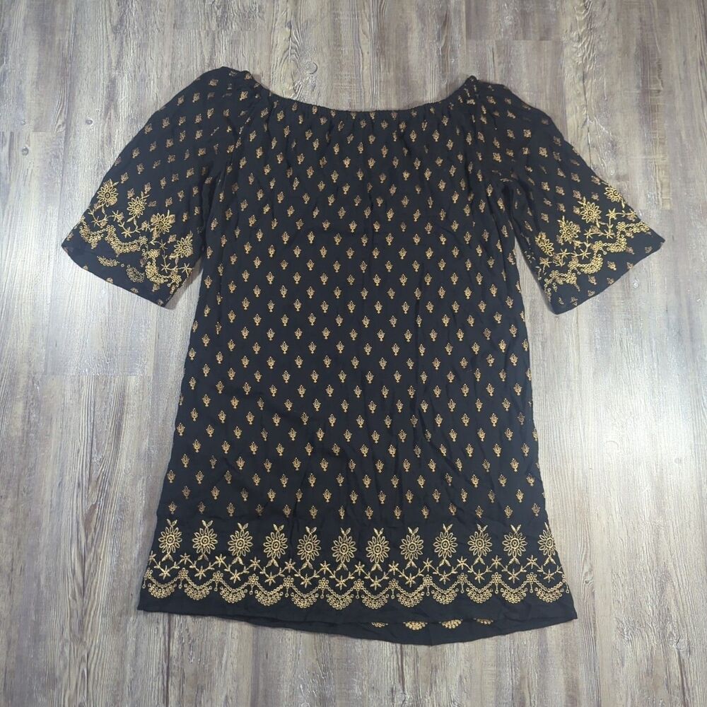 Lapogee Women Size 2X Black and Gold Print Tunic Top Dress Made In India - Picture 7 of 10